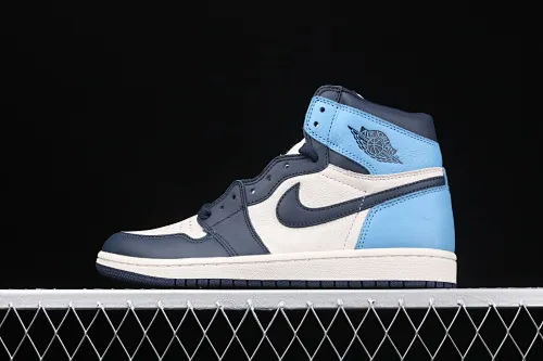 All categories Air Jordan Jordan series basketball shoes Air Jordan 1 High pure original version Air Jordan 1 AJ1 black and blue toe Joe 1 obsidian North Carolina blue 555088-140